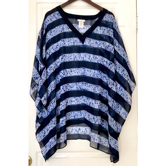 🆕MKors Beach Sheer Swim Cover Up Striped Chiffon - Picture 4 of 7